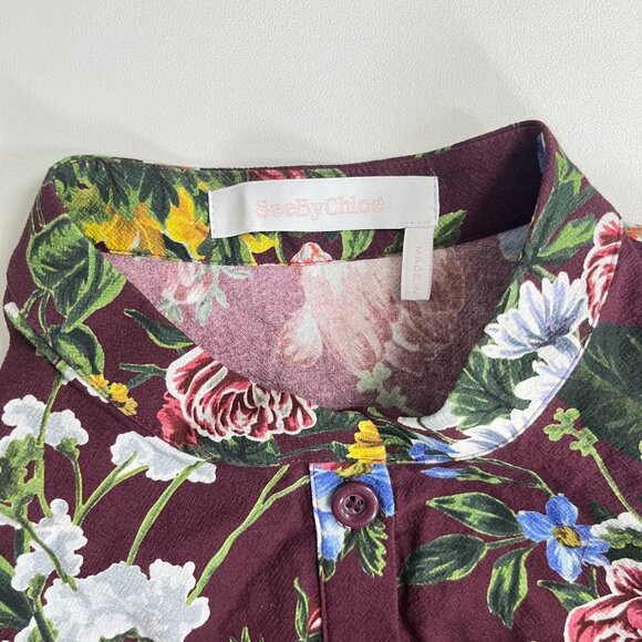 $498 NWOT SEE BY CHLOÉ Floral Print Cotton Multicolor Dress Size 40 - Picture 11 of 13